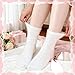 scenicamp 6 Pairs Womens Bow Fuzzy Socks Winter Cozy Fluffy Warm Socks Home Sleeping White,Peach pink,Light pink