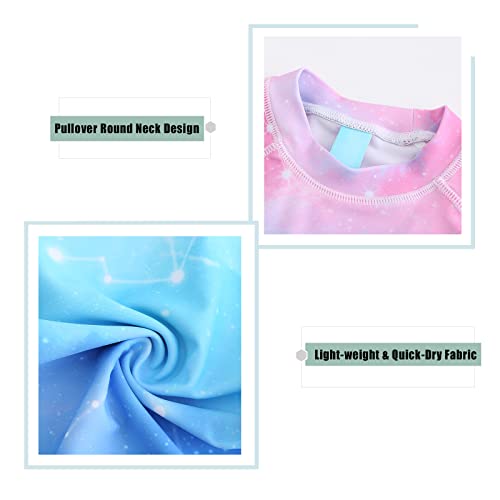 Image of Girls Rash Guard Swimsuits Short Sleeve Swim Shirt for Kids Girls One Piece Bathing Suit Swimwear 7-16 Years