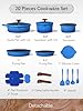 CAROTE 31PCS Nonstick Cookware Set review 2 CAROTE 20Pcs Titanium Cookware Set, Pots and Pans Set Non Stick, Kitchen Cooking Set with Detachable Handle, Non Toxic Induction Cookware - Camping Cookware, Dishwasher/Oven Safe, Blue #1