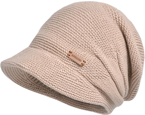 Bonnet maille épaisse femme visière casquette d'hiver chaude premium