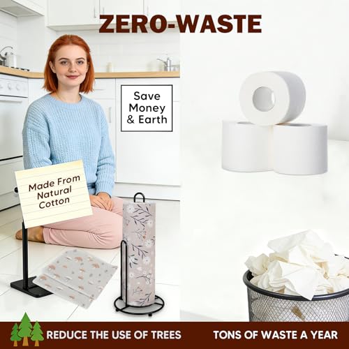 Reusable Paper Towels Washable Cotton: 50Packs Paperless Towels Flannel Cloth Roll 11.8x11.8In Absorbent Soft Washable Paper Alternative for Kitchen Zero Waste — view 4