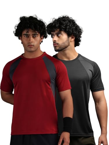 Image of CHKOKKO Gym Tshirt for Men Workout Regular Fit Sports Activewear Man Tshirts with Round Crew Neck and Half Sleeves for Yoga Running&Outdoor Activities
