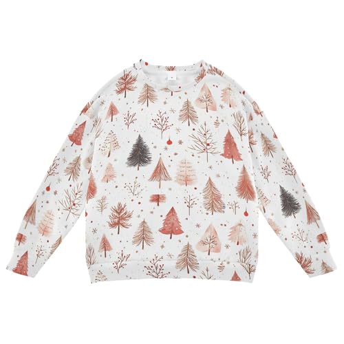 JUNZAN Christmas Trees Snowflakes Little Kids Sweatshirt Hoodie Crewneck Hoodies for Girls Athletic 4T