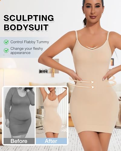 Image of Shapewear Dress for Women Full Slip for Under Dress Shapewear Tummy Control Dress Slips for Under Dresses