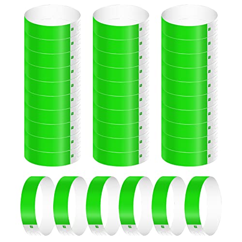 KINBOM 300 Piezas Pulseras Identificativas de Neón, Impermeables Pulseras de Papel para Eventos Pulseras Eventos Pulseras de Entrada para Festivales de Música Fiestas Conciertos Concursos (Verde)