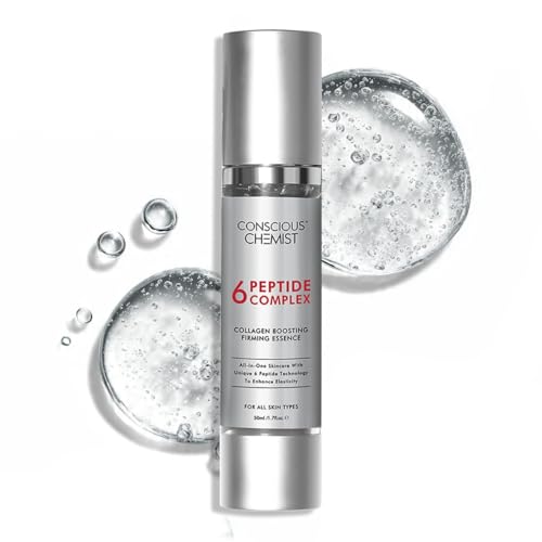 Conscious Chemist 6 Peptide Serum for Face | 50ml | Complex Collagen Boosting Firming Essence for Face, Niacinamide & Hyaluronic Face Serum, Reduce