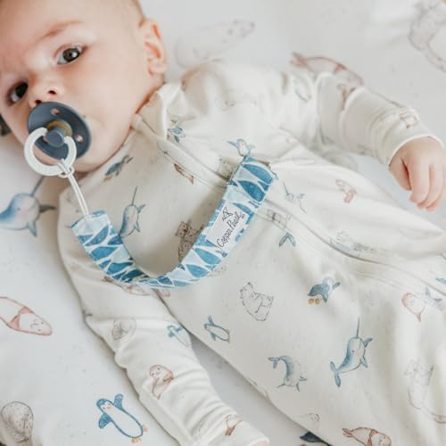 Image of Copper Pearl 3-Pack Pacifier Holders: Premium Knit Binky Clips for Baby Girls and Boys - Stylish Stainless Steel Design for Secure No-Drop Attachment - Arctic Wonder