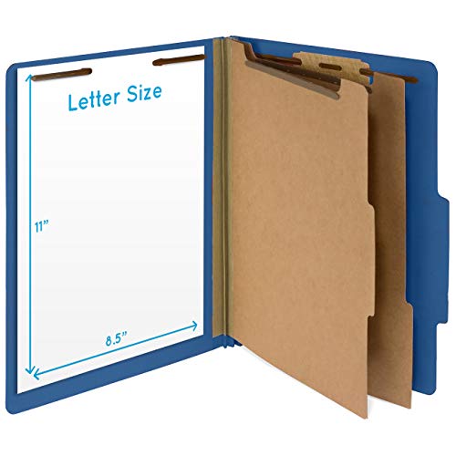 Blue Summit Supplies 12 Pressboard Classification Folders 2 Dividers, Letter Size Office Folders, 2’’ Tyvek Expansions With Fasteners, 6 Part Classification Folder In Assorted Colors, 12 Pack #TOP2