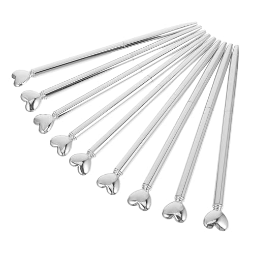 BETOOKY Silver Heart-Shaped Ballpoint Pens (10pcs)