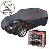 Tamaño práctico: la lona transpirable y al mismo tiempo impermeable tiene unas dimensiones de 430x165x145 cm (LxAxH) y puede utilizarse como cubierta para muchos tipos de automóviles (véase la lista de tipos)