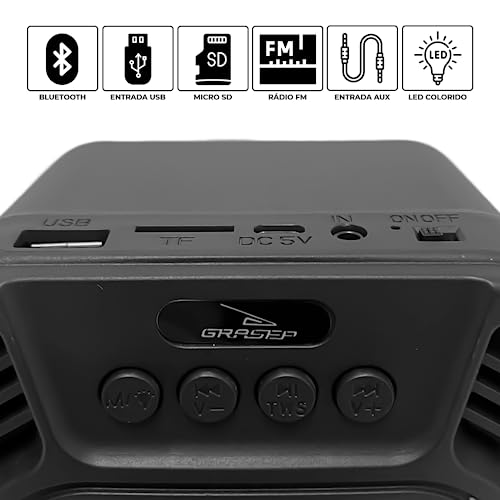 Caixa de Som Caixinha de Som Bluetooth Tws 10w Para Festas Eventos Dj Aux Mp3 Cartão De Memória Usb