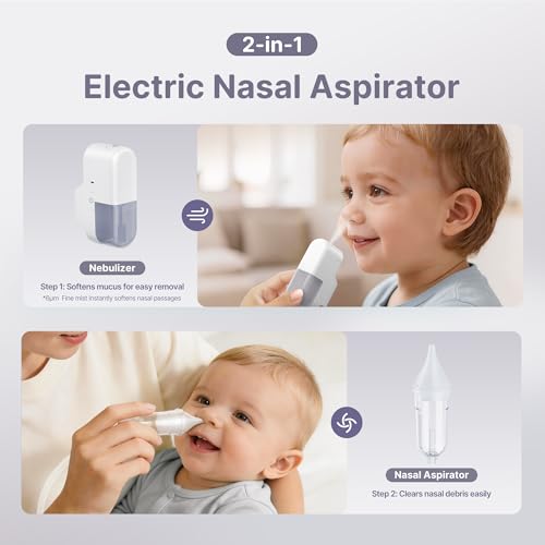 Image of Nasal Aspirator for Baby, Hospital-Grade 78KPa Strong Suction Baby Nose Sucker with Anti-Backflow, Electric Nose Suction for Baby, Soothing Lullabies, Rechargeable Baby Nasal Aspirator(GreyT1)