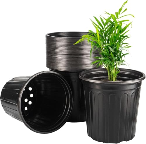 LepoHome 24Pack 2 Gallon Flexible Plant Nursery Pots, Soft Plastic Seedling Pots, Seed Starting Pot Flower Plant Container for Succulents, Cuttings, Transplanting Seedlings - Black