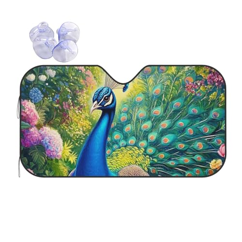 Pare-brise avec ventouses pare-soleil voiture au motif paon fleuri 140cm