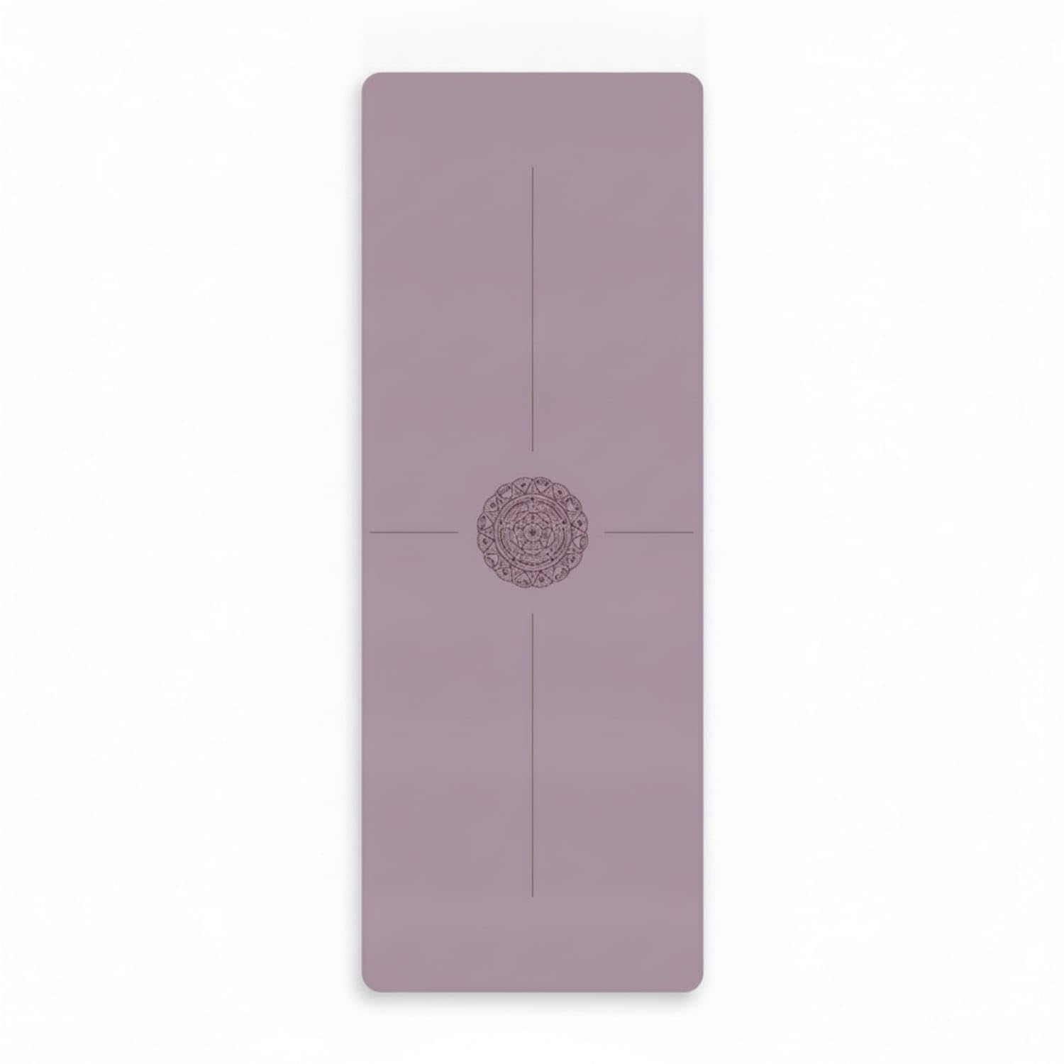 Center Medallion Pattern Exercise Mat Solid Color Alignment Exercise Mat, Taro Purple, Single Line-image-17