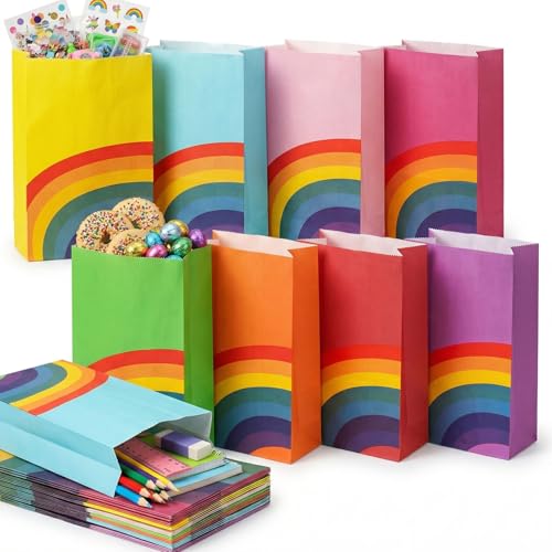 LovesTown 16 Pack Goodie Bags, 5.5 x 2.8 x 8 Inch Animal Party Favor Paw Prints Gift Bags with Handles for Dog Pet Themed Party Retail Grocery Bulk Supplies