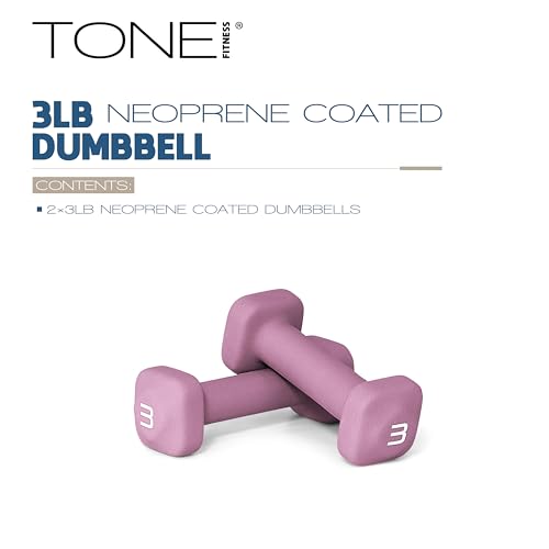 Tone Fitness Neoprene Dumbbell Weight Pairs with Anti-Roll Square Head | Multiple Options