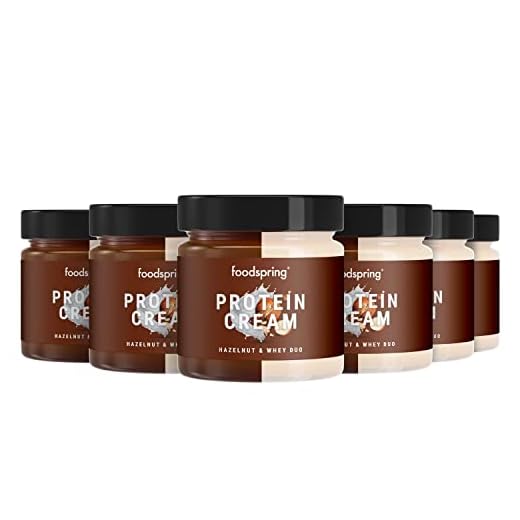 foodspring Crema Proteica, Whey y Avellanas, Pack de 6 x 200g, Extremadamente cremosa, Con 85% menos de azúcar