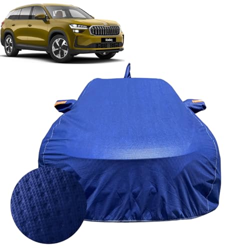 Image of Car Cover for Skoda Kodiaq (2017-2026) | 100% Waterproof Cover with Antenna & Reflective Mirror Pockets | Dustproof, Scratchproof, Heatproof Kodiaq Car Cover |Soft Cotton Lining| Blue