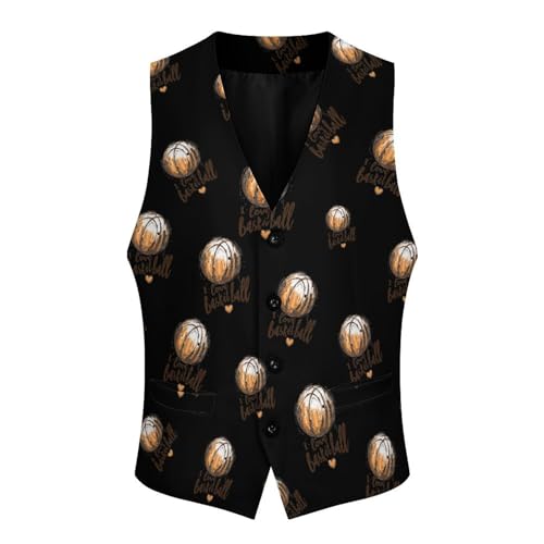 I Love Basketball Men's Suit Vest Casual Formal Dress Vests Business Waistcoat4