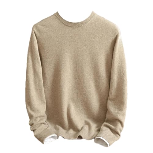 Pull en cachemire homme col rond tricoté chaud pour hiver vêtement tendance Kelsiop
