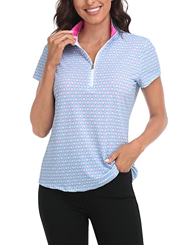 LRD Women's Golf Polo Shirts Short Sleeve Tennis Shirt UPF 30 Quarter Zip Up 5