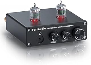 Fosi Audio Box X4 Phono Preamp Headphone Amplifier/Preamplifier Hi-Fi Pre Amp with JAN 5654W Vacuum Tubes for MM Turntable Phonograph Record Player with Volume Bass Treble Control