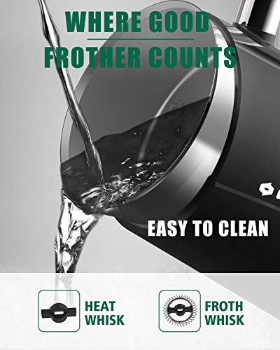 Huogary Milk Frother, Milk Steamer for Milk Foam & Hot Milk(4.5oz/10.5oz), Electric Milk Frother and Warmer for Homemade Coffee, 120V (Black) (black)
