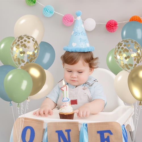 Luftballons Grün Blau 60 Stück, Grüne Luftballons, Salbeigrün Blau Helium Ballons Blaue Retro Grün Gold Luftballon Eukalyptus Grüne Latex Ballons für Geburtstag Babyparty Hochzeit Party Dekoration