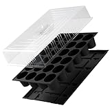 Quickpot 24er Anzuchtplatte mit Untersetzer und Haube Stabiles Set Pflanztöpfe für das einfache und schnelle Pikieren & Anziehen von Pflanzen, Starter -Anzuchtset