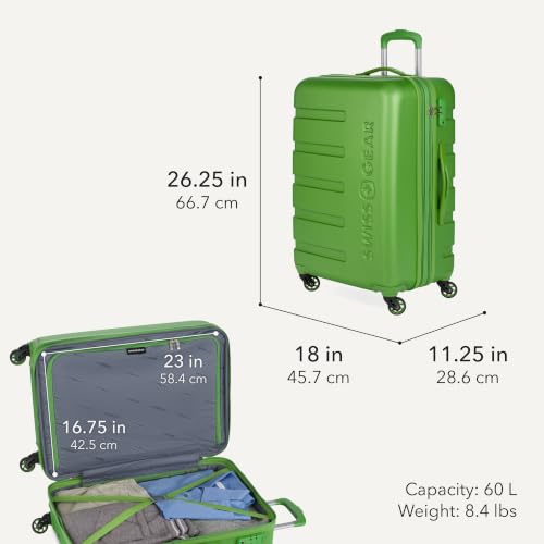 Image of SwissGear 7366 Signature Hardside Expandable Luggage with Spinner Wheels, TSA Lock, Cup-Holder, Green, 3-Piece Set (19 /23 /27)