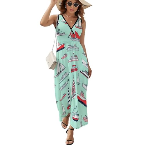 Robe longue d'été sans manches à col V | Coupe maxi fluide style décontracté
