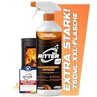 GLORYPROTECT Kaminscheibenreiniger Klare Sicht 750ml XXL Flasche | Entfernt Ruß | Starker Reiniger für Kaminglas & Ofenglas | Sofortwirkung bei verrußter Scheibe, löst Fette & Verschmutzung