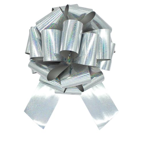 Image of 1Pcs 14 Inch Giant Large Pull Bow Big Bow,Great Gift Bows for appliances,Bikes,Table Decorations and Party Events (Metallic Silver)