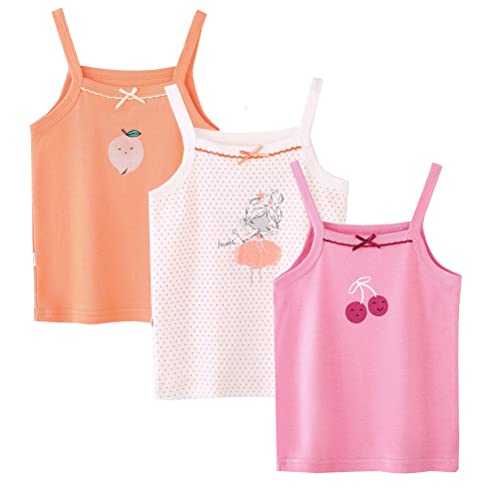 Toddler Girl's Cotton Camisole Undershirts 3-4 Pack Cute Printed Tank Top Camis for Kids 2T-8T
