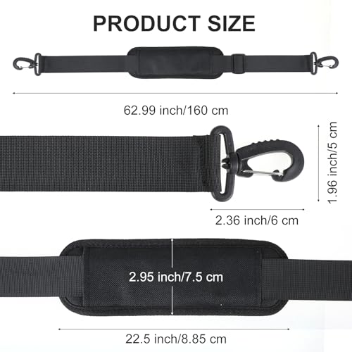 Image of Adjustable Shoulder Strap, 63 Inch Universal Soft Bag Strap Replacement, Comfortable Belt with Metal Hooks, Crossbody Straps for Briefcase, Computer Messenger Bag, Laptop Case Luggage, Duffel,