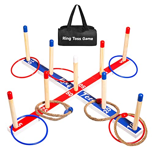 U&C Upgraded Large Quoits Garden Games Set,10 Pcs Ropes &10 Pcs