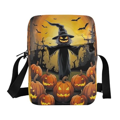 Crossbody Bag Halloween Pumpkin Messenger Bag for Women Men Purse Shoulder Bag Satchel Bag with Adjustable Strap 202a0773