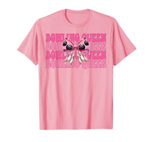 Bowling Queen Bowler Girl Mom Mama Mother Day Coquette Bow Camiseta