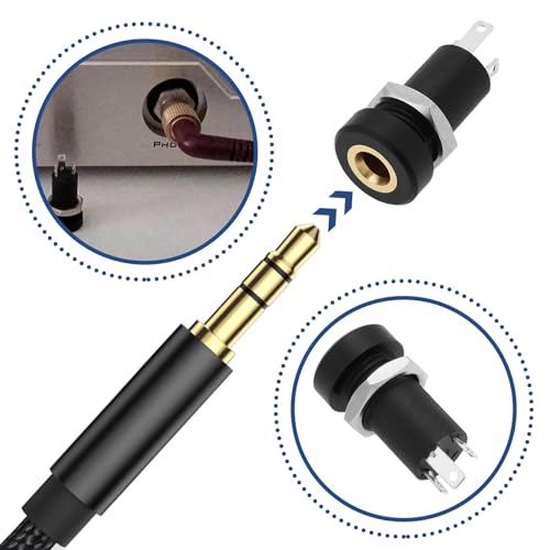 5 conector de audio jack estéreo de 3.5mm con tuerca miniatura 2