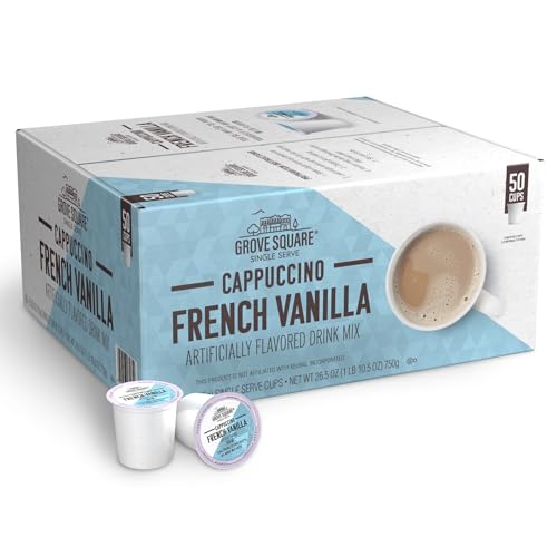 Image of Grove Square Cappuccino Pods, French Vanilla, Single Serve, 50 Count (Pack of 1) - Packaging May Vary