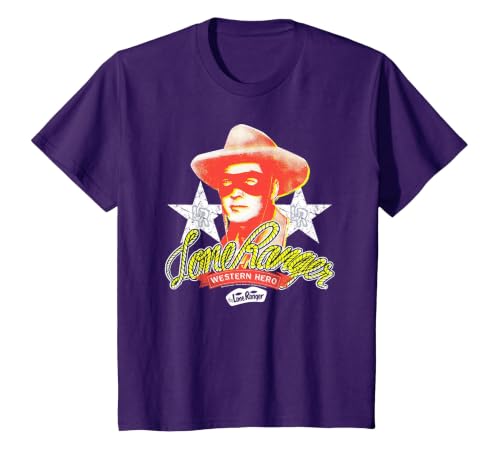 The Lone Ranger Vintage Western Hero Portrait T-Shirt, Youth, Purple, Medium