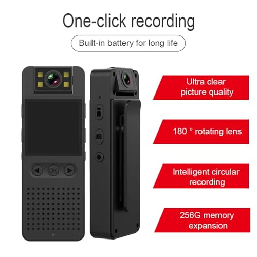 Image of TECHNOVIEW 1080P HD Audio Video Recorder with 1.4-inch Screen, 180 Rotating Lens, Night Hd Vision, Noise Reduction Recording, Smart Ap Hotspot, Mobile Monitoring - Black