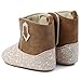 ESTAMICO Baby Girls Embroidery Western Cowgirl Boots Infant Sequin Leather Cowboy Booties Round Toe Ankle High Hook and Loop Shoes, Brown 12-18 Months