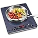 placa inducción portatil AMZCHEF 2000W Placa de inducción con funcionamiento silencioso, 9 niveles de potencia y temperatura, 4 menús automáticos, cuerpo ultrafino, bloqueo de seguridad,azul