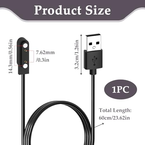 Cargador Universal para Reloj Inteligente, 2 Pines Accesorios Smartwatch Cable, Compatible con Dispositivos de 7.62mm Pines twatch Ideal para Viajes, Oficina y Hogar, Cargador smartwatch universal - imagen 2