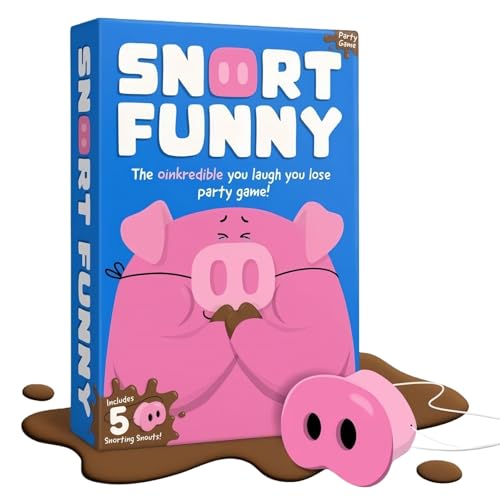 Snort Funny – Jeu de fête Rire et tu perds 150 Cartes défi 5 Nez de Cochon 60 jetons Boue Jeu Familial Amusant 2-8 Joueurs dès 8 Ans Famille Amis Couples