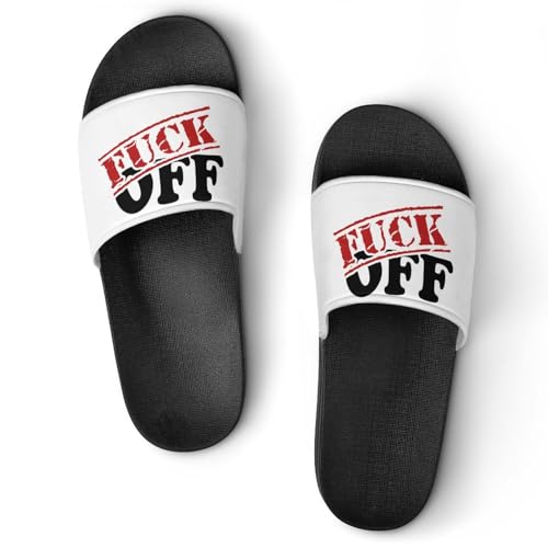 Fuck Off Funny Slide Sandals Non-Slip PVC Shower Slipper House Shoes Open Toe Slippers for Adult 44 (270mm)
