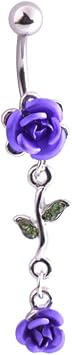1Pc Belly Button Ring Women Dual Rose Flower Navel Ring Body Piercing Jewelry Gift Purple