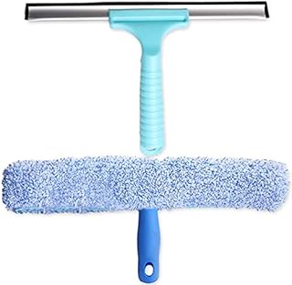 Acehome 2 in 1 Window Cleaning Kit, Microfiber Washer and All Purpose Squeegee Window Scrubber for Window Shower Glass Door, Car Windshield